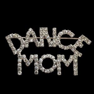 Dance Mom Rhinestone Silver Tone Brooch